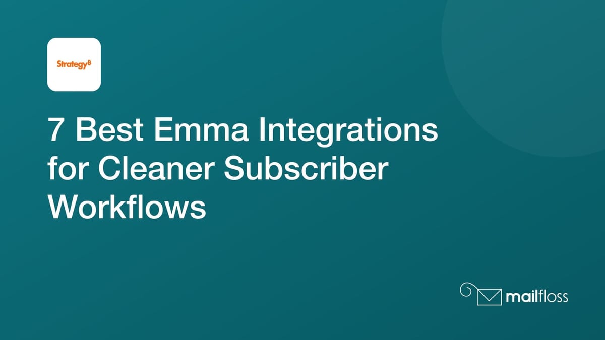 Event, form, and CRM contacts routed into named Emma groups with mailfloss checking subscriber addresses
