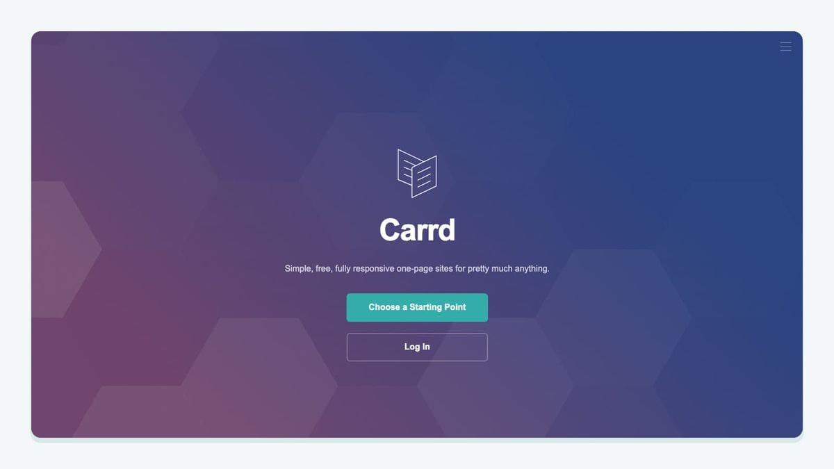 Screenshot of the carrd homepage