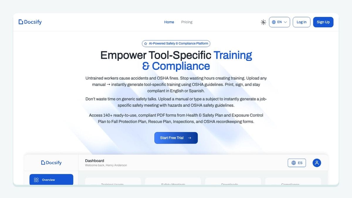 Screenshot of the docsify homepage