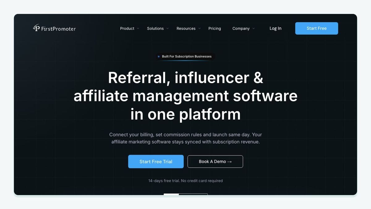 Screenshot of the firstpromoter homepage