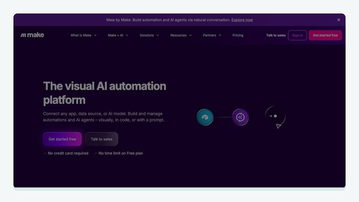 Screenshot of the make homepage