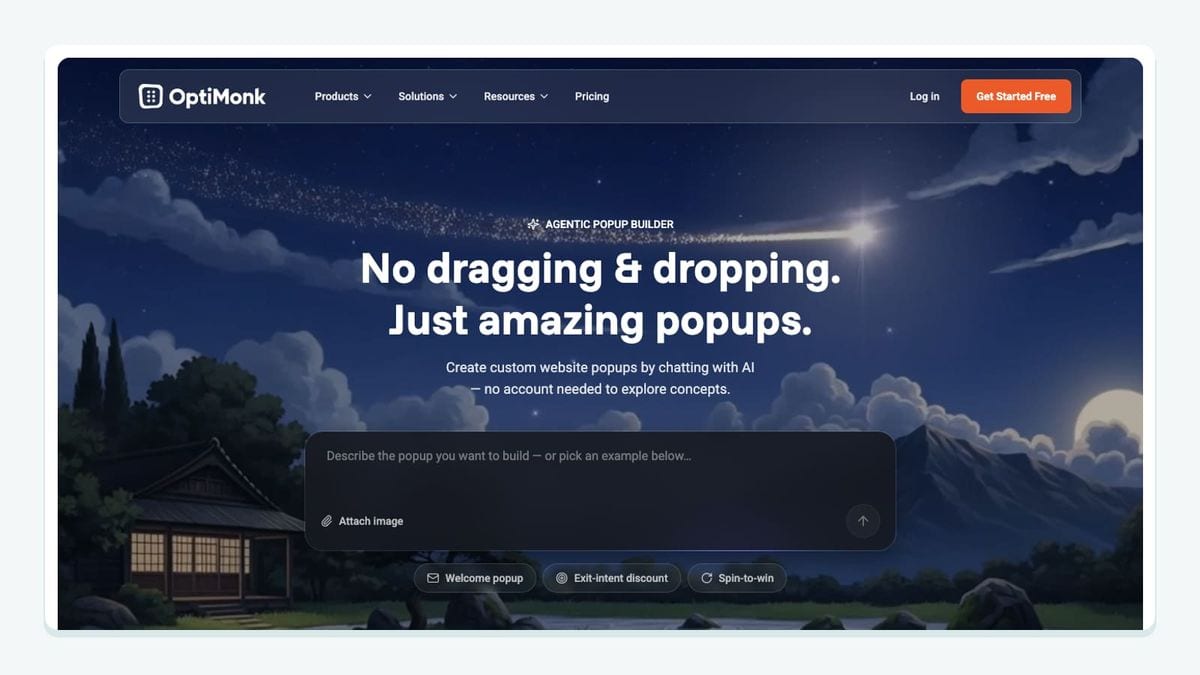 Screenshot of the optimonk homepage