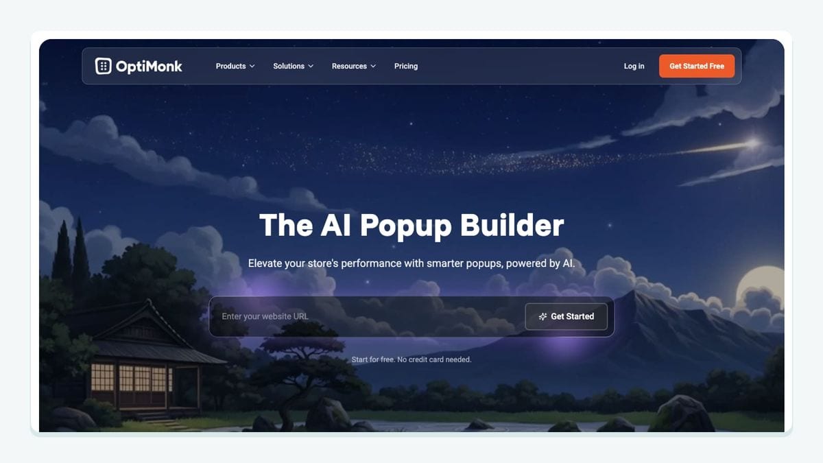 Screenshot of the optimonk homepage