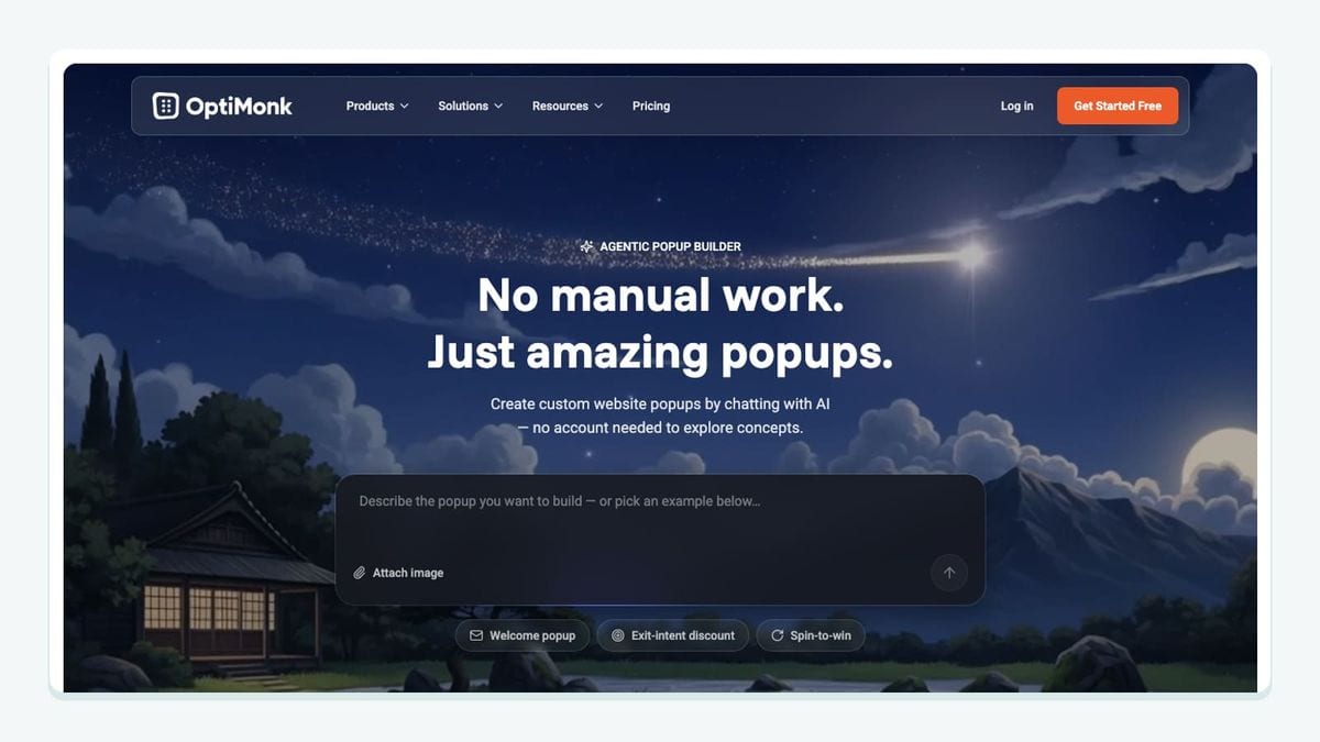 Screenshot of the optimonk homepage