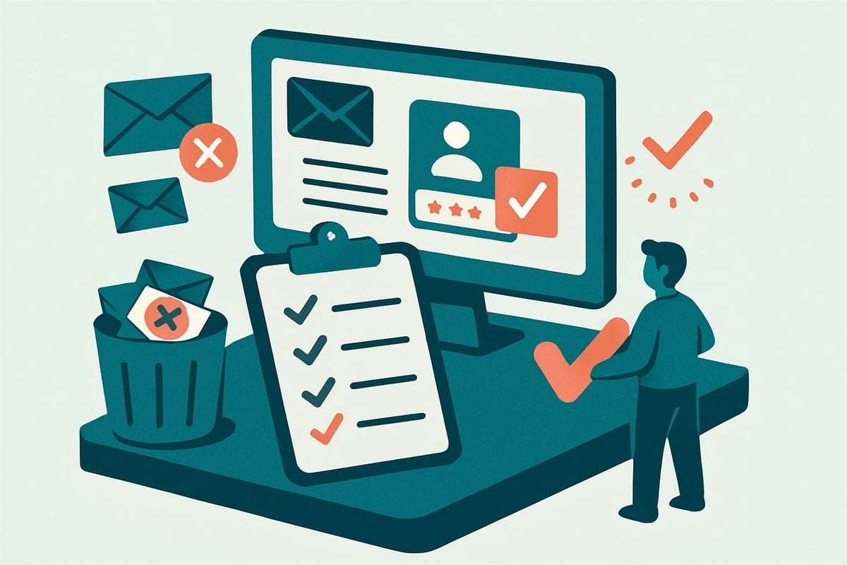 Illustration: Encharge spam-signup cleanup checklist