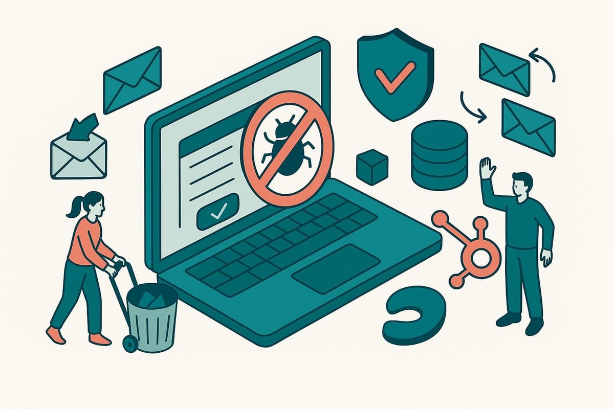 Illustration for "How to Reduce Spam Signups, Bot Signups, and Bounces in HubSpot"