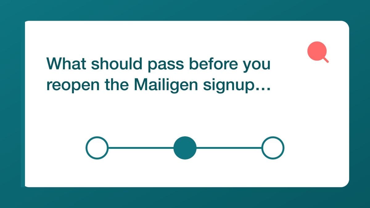 Mailigen acceptance worksheet comparing the intended destination with verification and first-message timestamps.