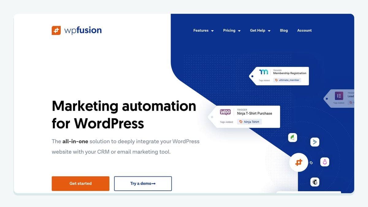 Screenshot of the wp fusion homepage