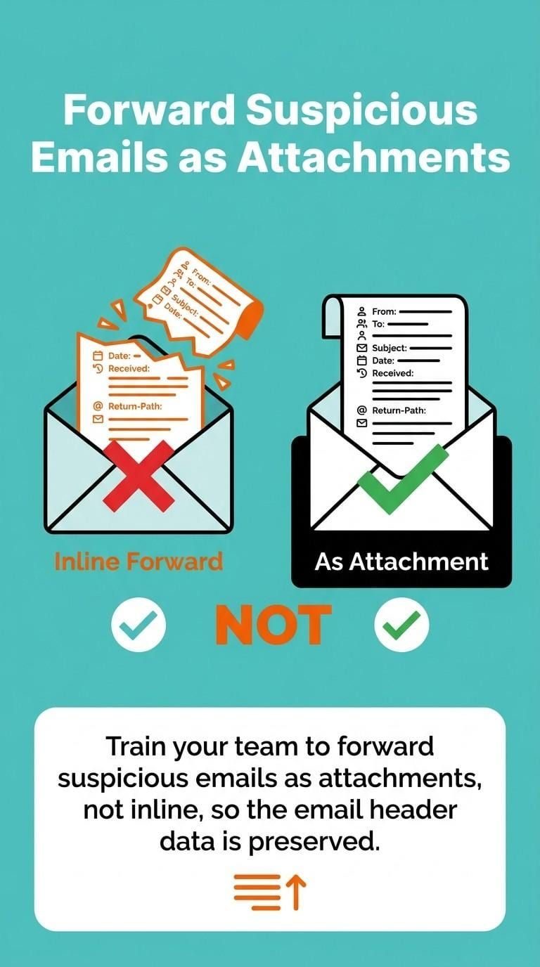 Forward Suspicious Emails as Attachments