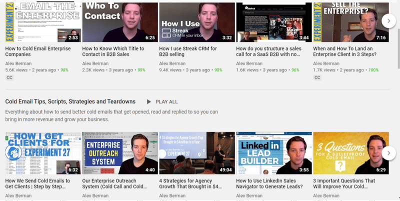 Alex Berman YouTube channel videos