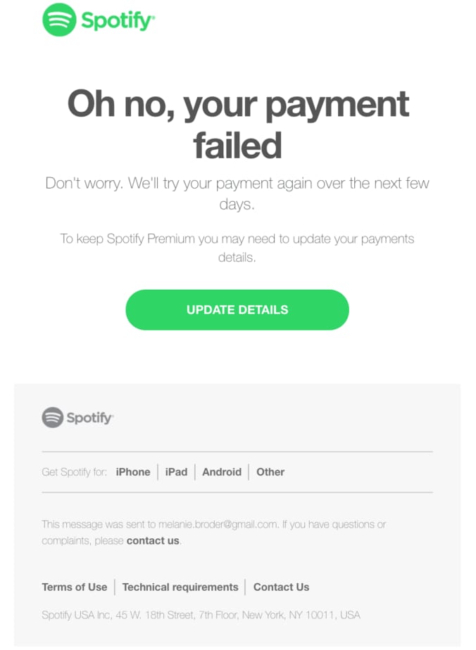 Spotify Dunning