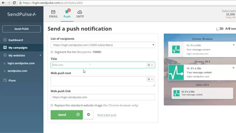SendPulse campaigns