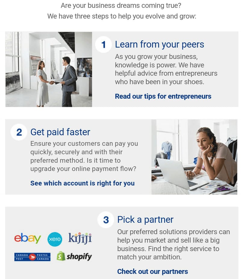 Paypal provides useful information to grow your business