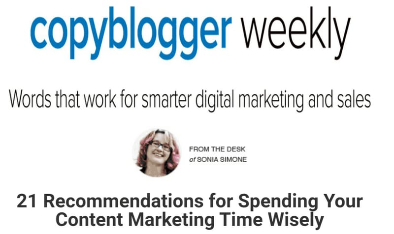 Copyblogger provides a weekly summary of new posts