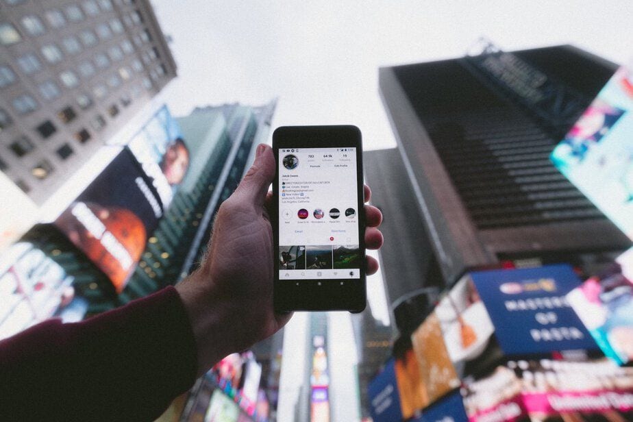 phone in busy city center