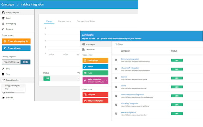Wishpond dashboard