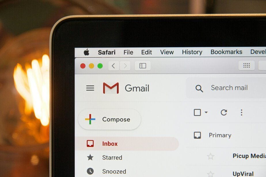 A laptop screen with the Gmail interface - email marketing and email blacklists concept